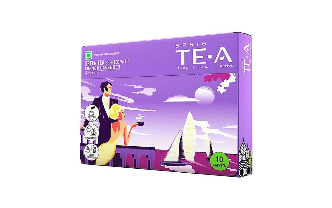 Sprig Green Tea Scented With French lavender   Pack  10 pcs